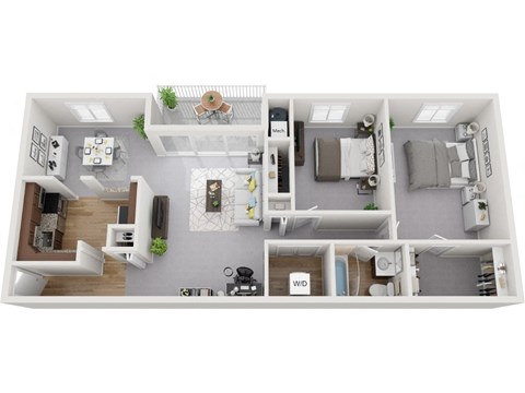 Renovated 2 Bedroom 1 Bath 1050sf Floor Plan at, Padonia Village Apartments, Timonium MD